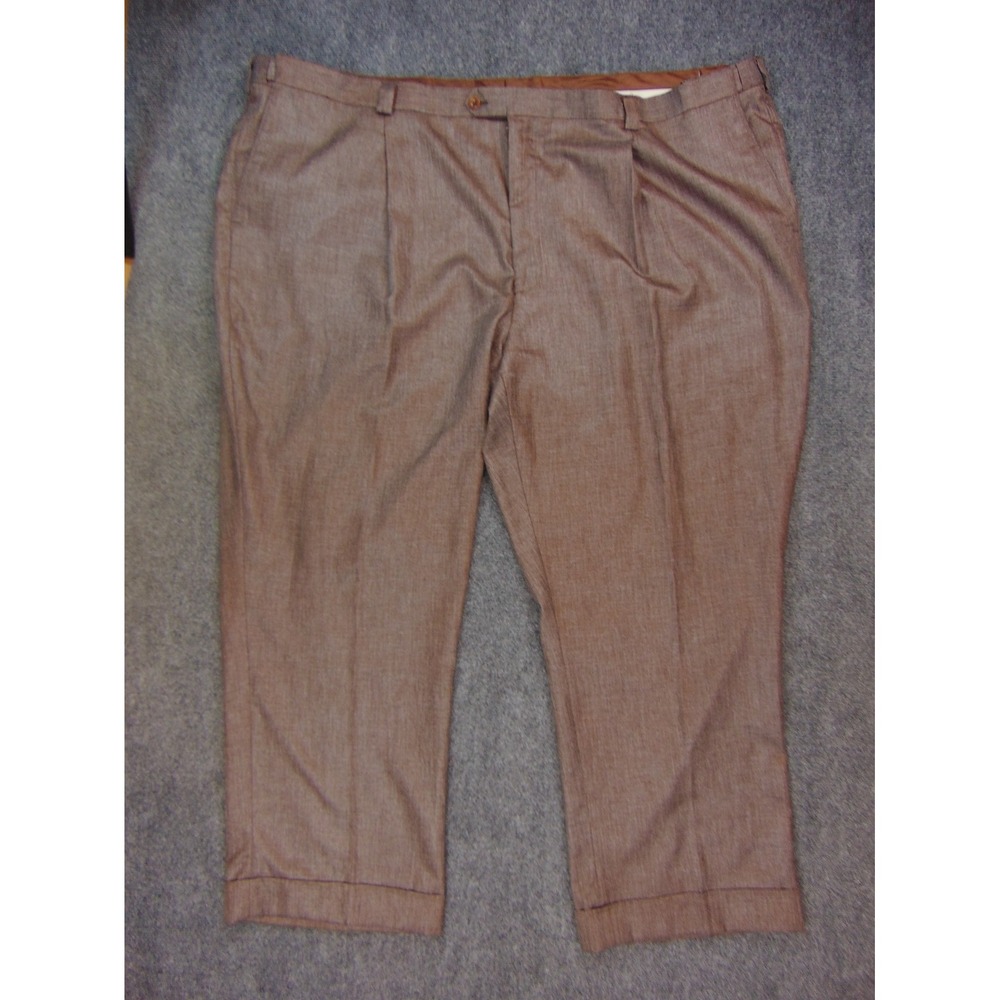 Blu Martini Dress Pants Mens 53x31 Brown Pleated‎ Wide Leg Baggy Elastic Waist